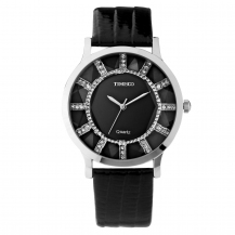 Time100 Retro Diamond Dimensional Glass Leather Strap Ladies Watch W50204L
