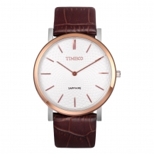 Time100 Sapphire Ultra-thin Leather Strap Waterproof Couple Watches for Women W80078L