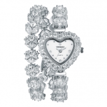 TIME100 Luxury Bright Heart-shaped Diamonds Quartz Ladies Bracelet Watch W50345L