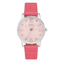 Time100 Fashion Luminous Pointers Round Diamonds Dial Leather Quartz Watch W50348L