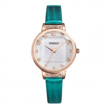 Time100 Fashion Diamond Multifunction Genuine Leather Strap Ladies Quartz Watch W50448L
