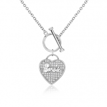 Barbie Luxury Zircon Inlaid Heart Pendant S925 Silver Necklace BSXL063