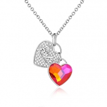Barbie Romantic Colorful Heart-shape Zircon Pendant S925 Silver Necklace BSXL074