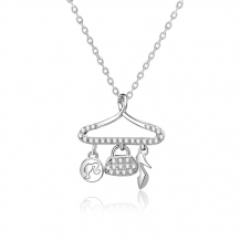 Barbie Fashion Shoe&Bag Pendant Zircon S925 Silver Chain Necklace BSXL085