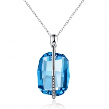 Barbie Simple Fashion Blue Crystal Rhinestone S925 Silver Necklace BSXL120
