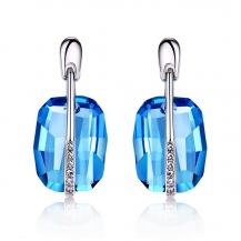 Barbie Fashion Blue Crystal S925 Silver Drop Earrings BSEH080