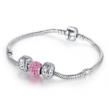Barbie Pandora Series Cutout Beads&Austrian Diamonds Platinum Plating Bracelet BSSL066