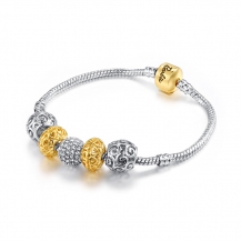 Barbie Pandora Series Gold Cutout Beads&Austrian Diamonds Bracelet BSSL062