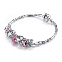 Barbie Pandora Series Cutout Beads&Austrian Diamonds Platinum Plating Bracelet BSSL067