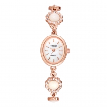Time100 Retro Oval Natural Shell Dial Quartz Ladies Bracelet Wrist Watches W40124L