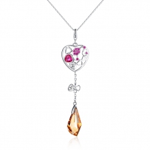 Barbie Romantic Red Zircon Hollow-out Heart-shape&Gold Crystal Necklace BSXL098