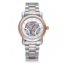 Time100 Fashion Men's Automatic Self-wind Skeleton Stainless Steel Strap Mechanical Watch W60041G