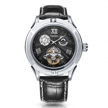 Time100 Fashion Skeleton Men's Leather Strap Automatic Mechanical Watch W60053G