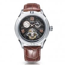 Time100 Fashion Skeleton Men's Leather Strap Automatic Mechanical Watch W60053G