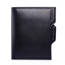 Time100 Men's Business Casual Black Cowhide Leather Wallet SGPS001