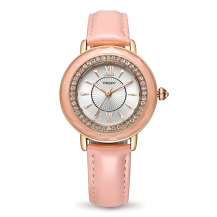 Time100 Women Fashion Diamond Alloy Plating Case Leather Band Buckle Button Watch W80111L