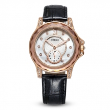 Time100 Women Fashion Diamond Alloy Plating Case Leather Band Buckle Button Watch W80127L