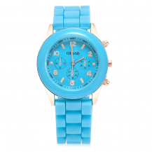 Smileyes Fashion Solid Color Silica Gel Strap Plating Alloy Women Analog Quartz Watch TSW035L