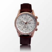 Time100 Men's Multifunction Leather Strap Casual Watch W70004G