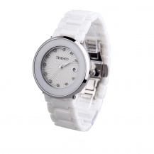 TIME100 Fashion Diamond Round Dial Calendar Ceramic Couple Watch (For Men) W50181G