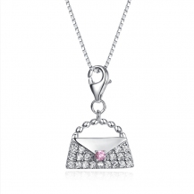 Barbie Graceful Pink Zircon Handbag-shape Pendant Necklace BSDZ012