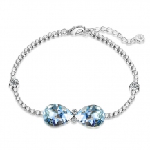 Barbie Blue Waterdrop-shape Swarovski Crystal&Rhinestone Lobster Clasp Bracelet BSSL017