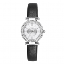 Time100 Women Fashion Diamond Alloy Plating Case Leather Band Stainless Steel Button Woman Watch W50570L