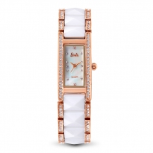 Barbie Women Fashion Diamond Shell Dial Alloy Plating Case Alloy Plating&Ceramic Band Bowknot-clasp Watch W50486L
