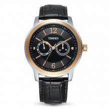 TIME100 Men's Fashion Multifunction Black Strap Buckle Clasp Waterproof Quartz Watch W70153G