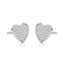 Barbie Simple Romantic Rhinestone Heart-shape S925 Silver Stud Earrings BSEH074