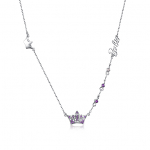 Barbie Princess Collection Swarovski Zircon Queen's Crown S925 Silver Necklace BSXL038