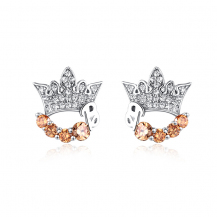 Barbie Princess Collection Crown S925 Silver Stud Earrings with Swarovski® Zirconia BSEH040