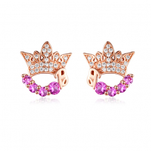 Barbie Princess Collection Crown S925 Silver Stud Earrings with Swarovski® Zirconia BSEH040
