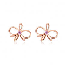 Barbie Princess Collection Elegant Hollow-out Zircon Bowknot S925 Silver Stud Earrings BSEH042